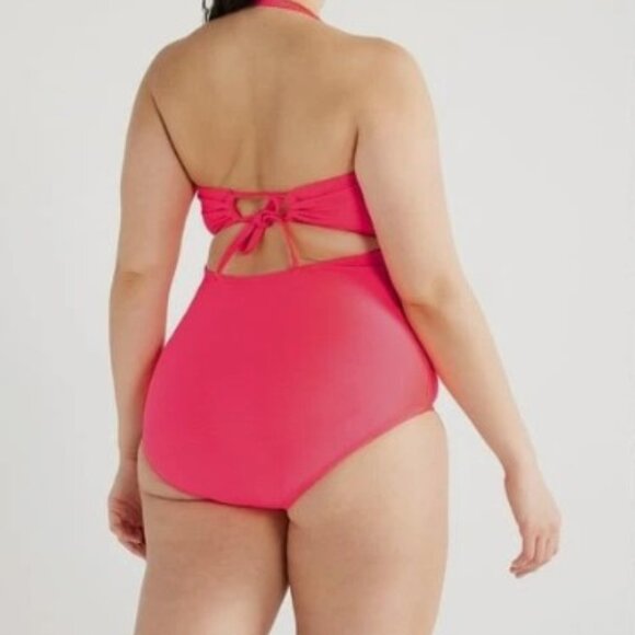 Time and Tru Pink One Piece Swimsuit Size Large NWT Women's Bathing Suit - Picture 6 of 6